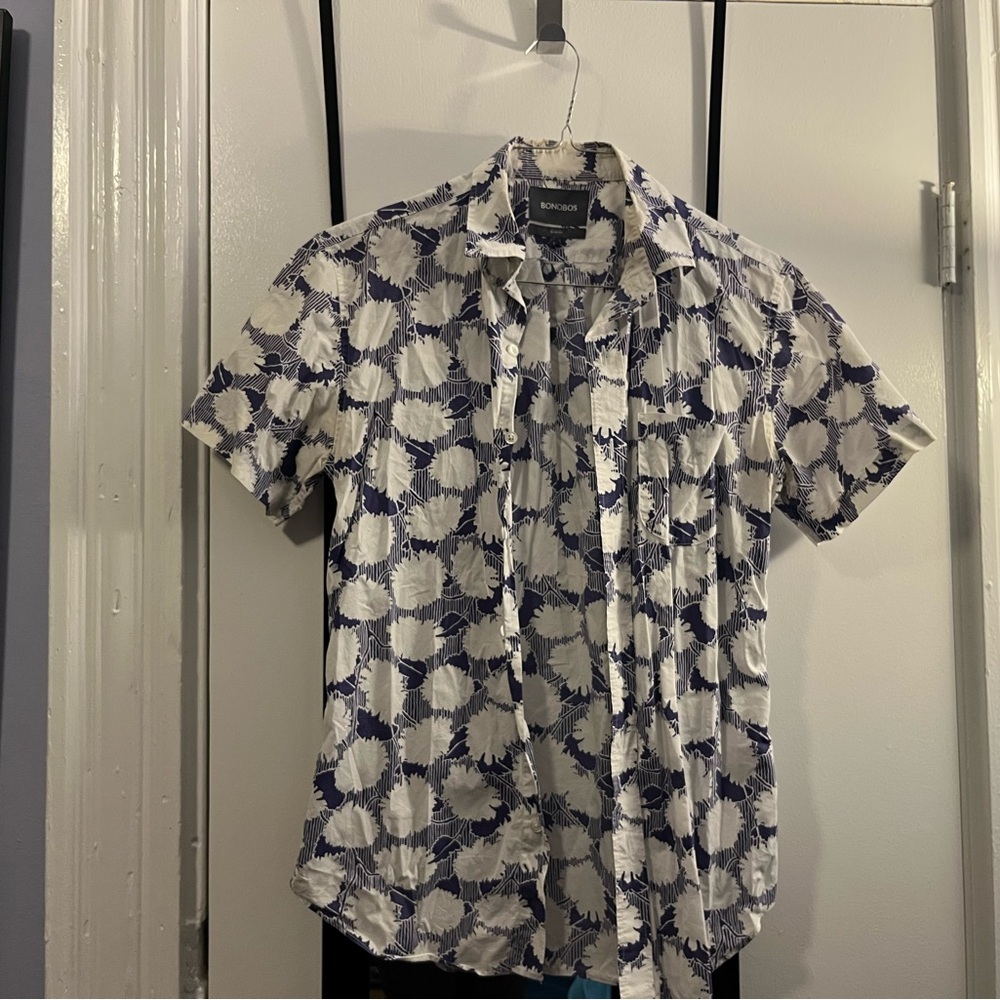 Bonobos Men's Navy and White Patterned Shirt